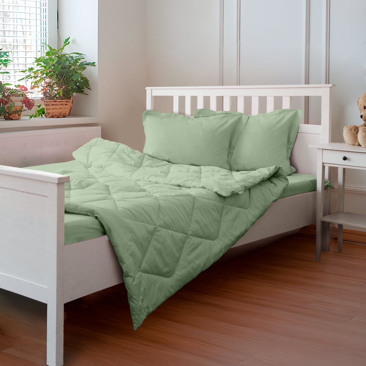 Постельное бельё Cатин | ПОСТЕЛЬНОЕ БЕЛЬЁ САТИН С ОДЕЯЛОМ 2 НАВОЛОЧКИ ШАЛФЕЙ