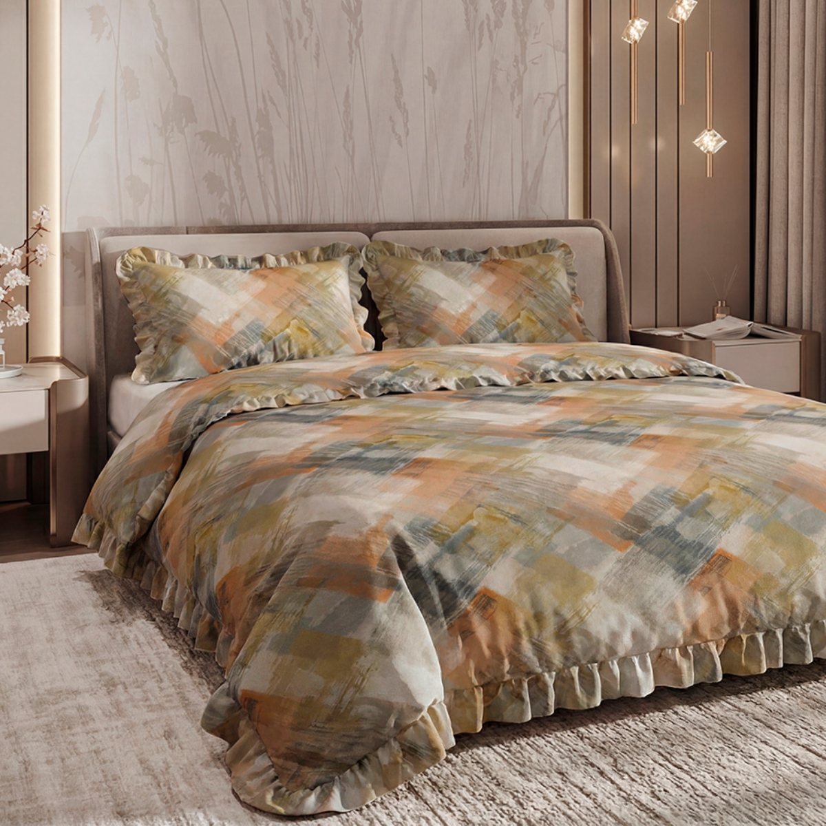 Постельное бельё Cатин | ПОСТЕЛЬНОЕ БЕЛЬЕ САТИН С РЮШАМИ «ФЛОРЕНСИО»